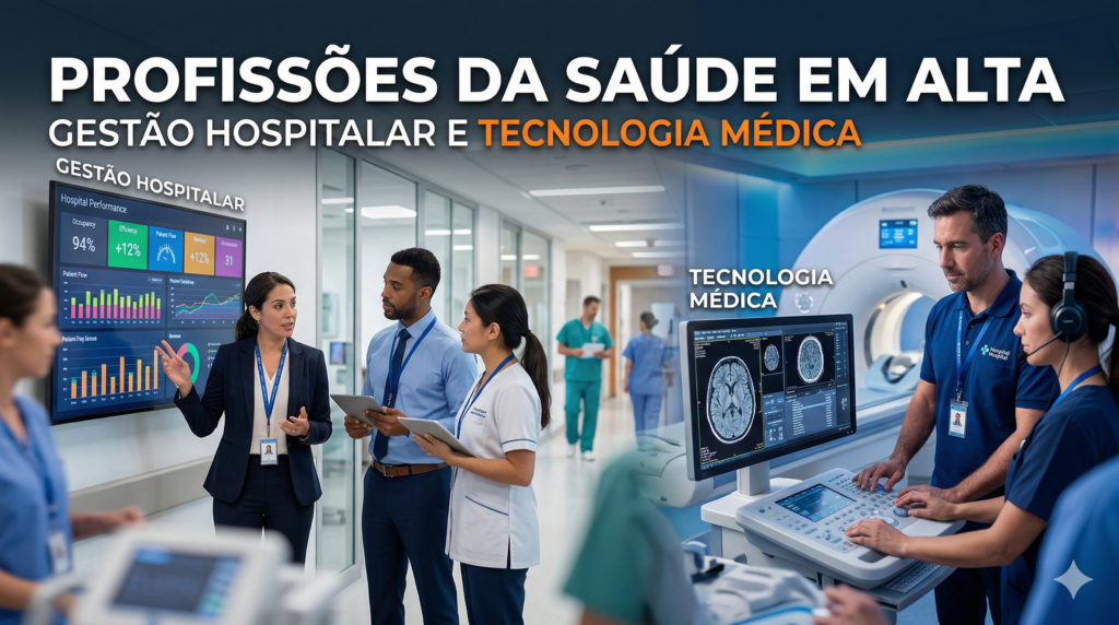 Profissões da Saúde em alta: Gestão Hospitalar e Tecnologia Médica.